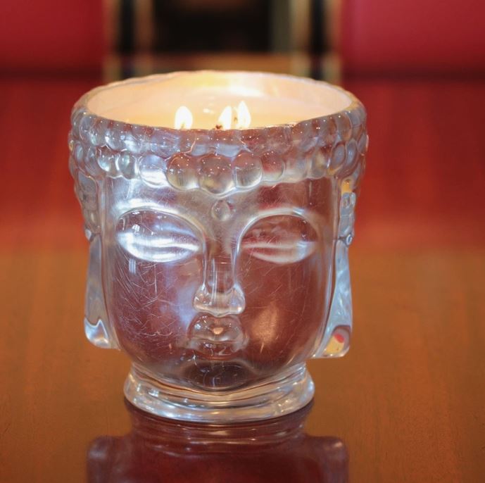 Buddha Candle - 24K Gold Glass/Gold Emerald, Gold Sapphire Blue/Silver