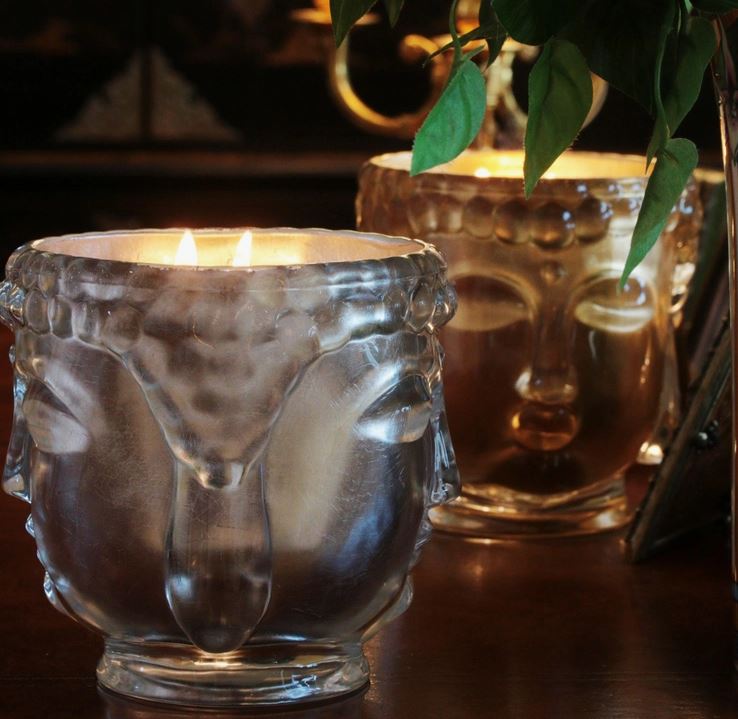 Buddha Candle - 24K Gold Glass/Gold Emerald, Gold Sapphire Blue/Silver