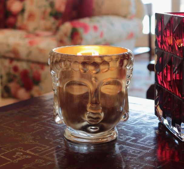 Buddha Candle - 24K Gold Glass/Gold Emerald, Gold Sapphire Blue/Silver