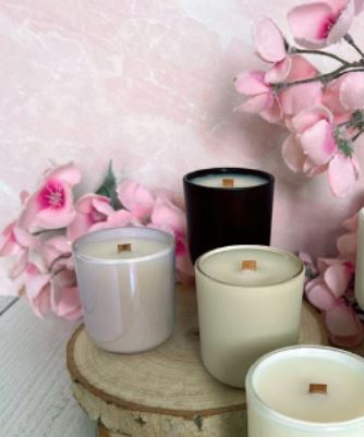 Scented Iridescent Luxury Candle/ Holographic Jar with Crackling Wooden Wick & Deluxe Satin Soy Wax