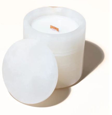 Scented Luxury Onyx Stone Candle with Crackling Wooden Wick & Deluxe Satin Soy Wax