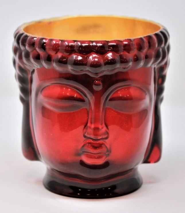 Buddha Candle - 24K Gold Ruby Red Glass
