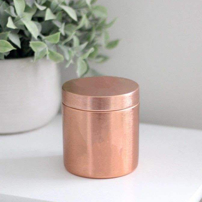 Scented Luxury Copper Tin Candle with Crackling Wooden Wick & Deluxe Satin Soy Wax