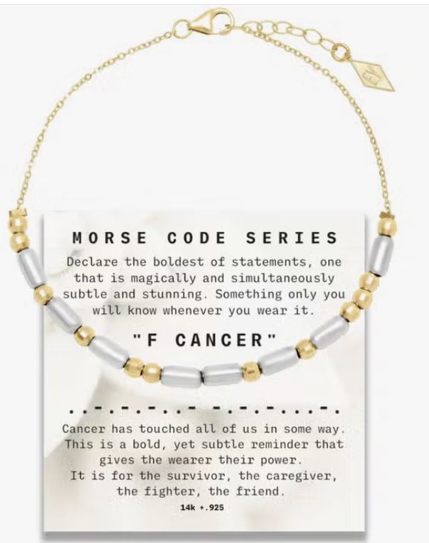 Morse Code Necklace Chain/Adjustable Bracelet | F - Cancer| 14K Chain Necklace | Adjustable Bracelet