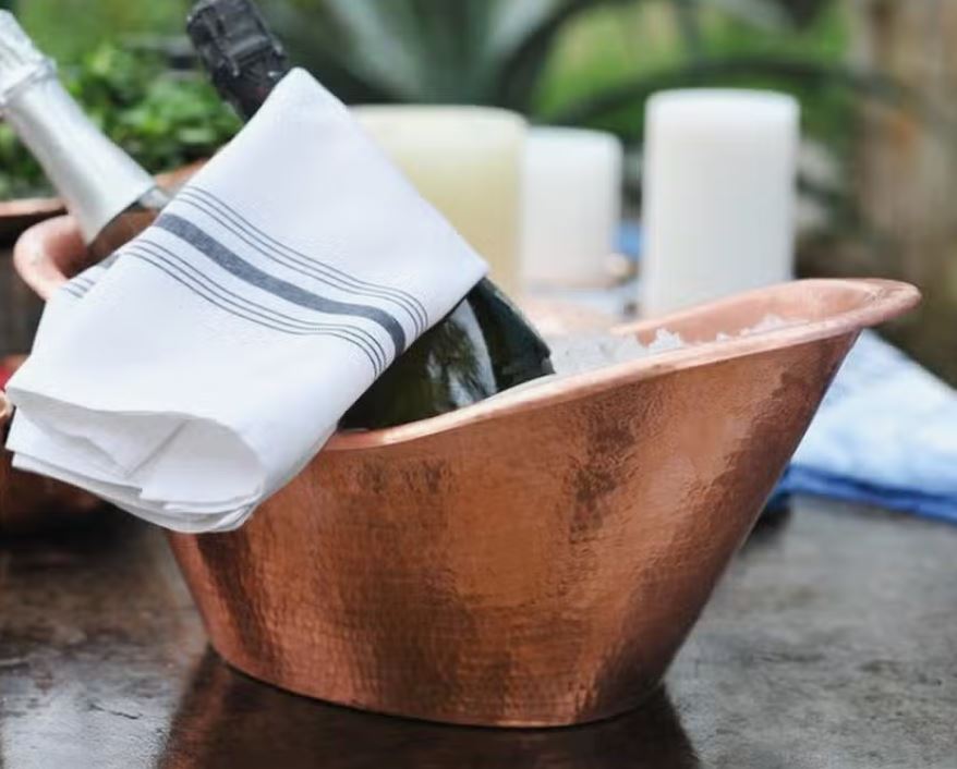 Cradle Oval Ice Bucket | Copper Ice Bucket | Hammered Copper