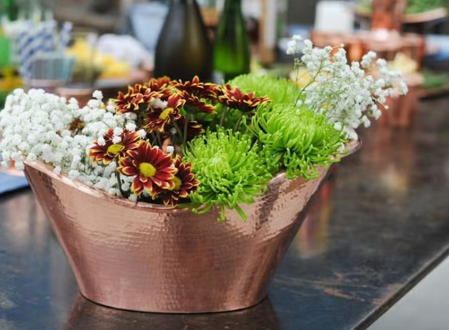 Cradle Oval Ice Bucket | Copper Ice Bucket | Hammered Copper