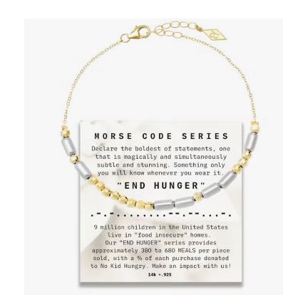 Morse Code Necklace Chain/Adjustable Bracelet | End Hunger | 14K Chain Necklace | Adjustable Bracelet