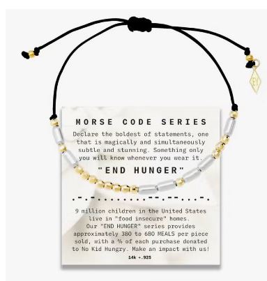 Morse Code Necklace Chain/Adjustable Bracelet | End Hunger | 14K Chain Necklace | Adjustable Bracelet