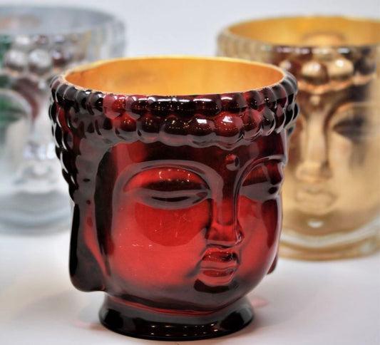 Buddha Candle - 24K Gold Ruby Red Glass